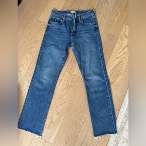 MOTHER Straight-Leg Jeans in Medium Blue Wash